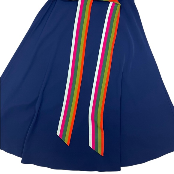 Tory Burch Peggy Wrap Dress Short Sleeve Navy Blue Stretch V-neck Womens Size 0 - Picture 9 of 16